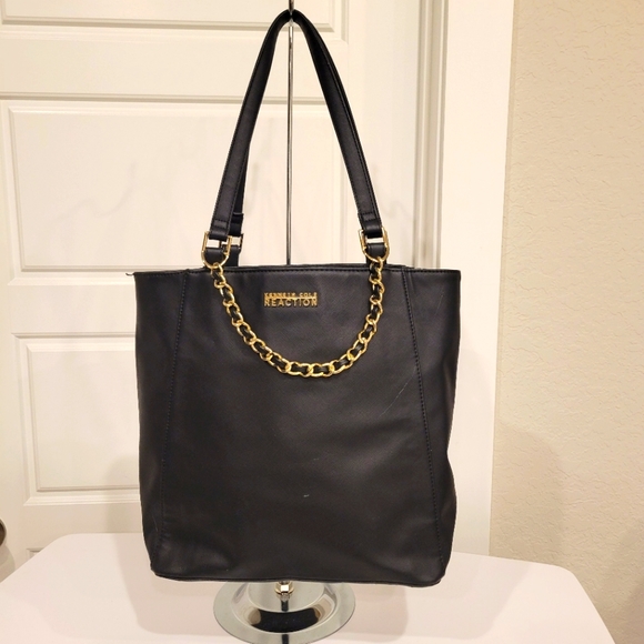 KENNETH COLE WOMEN'S. BLACK NYLON TOTE WITH GOLD HARDWARE - Picture 1 of 9